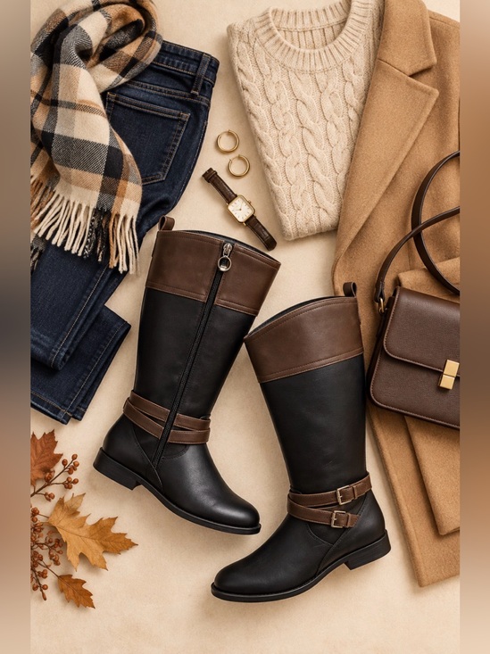 Tommy Hilfiger Shoes - Tommy Hilfiger Black and Brown Knee High Boots NWOT